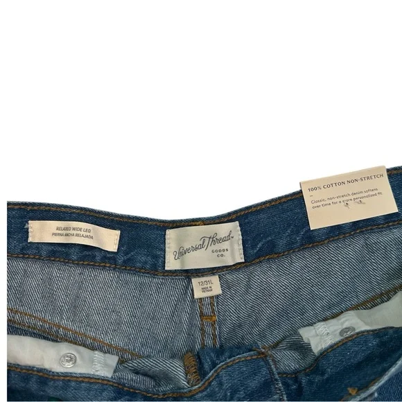 Universal Thread Relaxed Wide Leg Jeans Size 12 Tall High Rise Denim - Picture 7 of 10